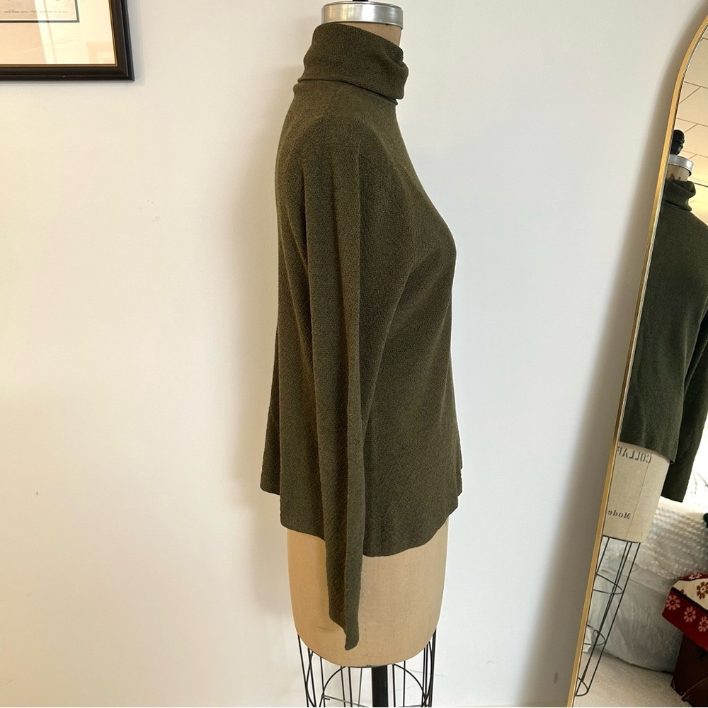 Eileen Fisher Women’s Olive Green Turtleneck Wool Crepe Sweater Sz L EUC - Picture 2 of 11